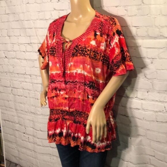 Notations Boho Loose Fit Short Sleeve Top L - Picture 4 of 10
